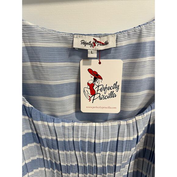 Perfectly Priscilla Tank | Womens New Striped Ruffle Blouse | Size L - Picture 2 of 6